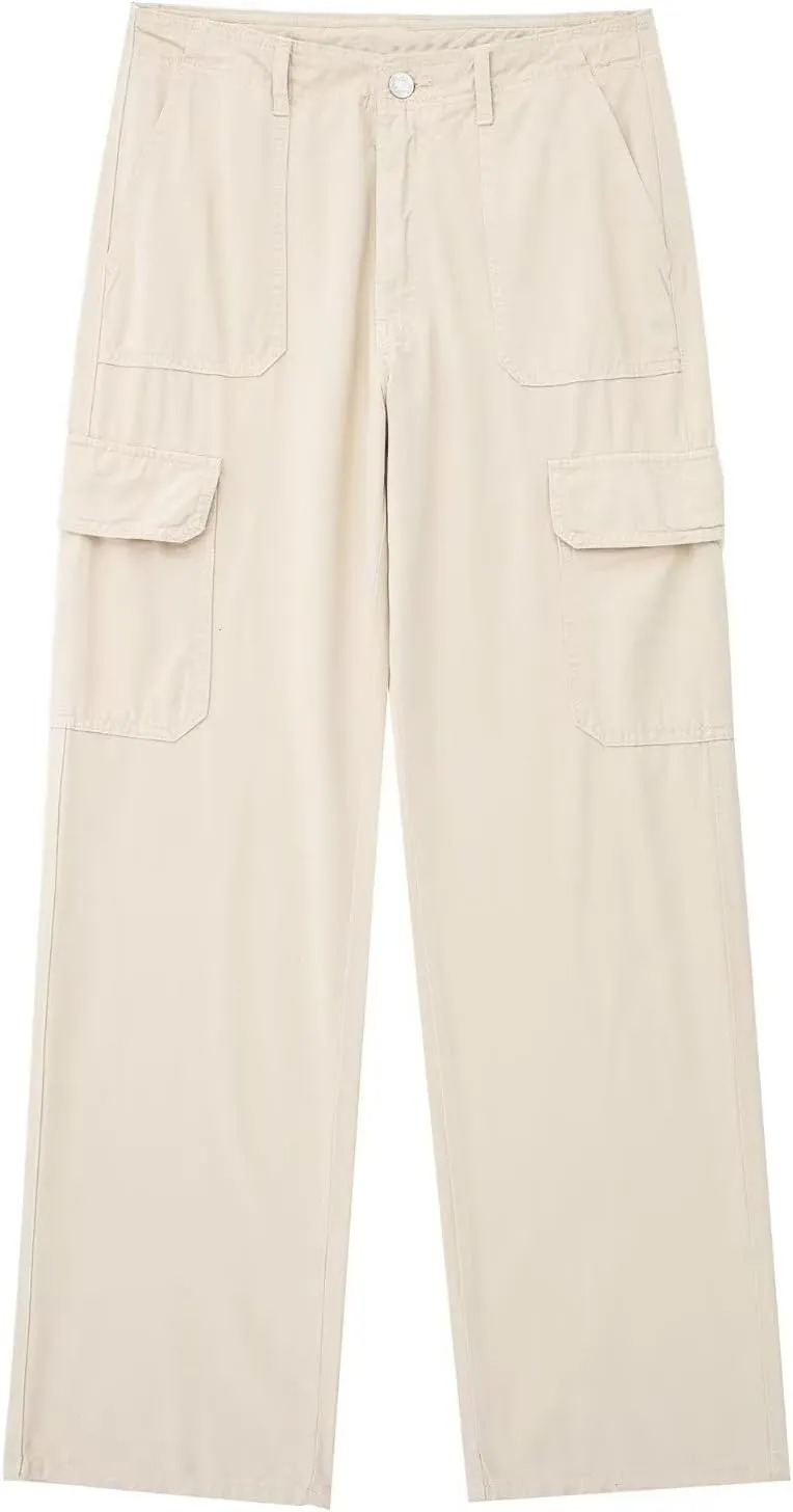 Women's Cargo Pants High Waisted Baggy Cargo Jeans Casual Pockets Straight Wide Leg Y2k Streetwear Trendy Trousers