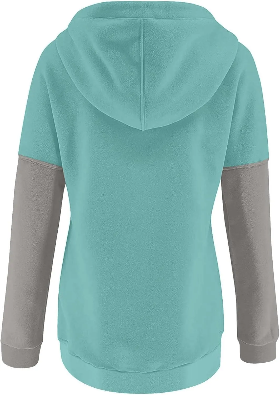 Women's Casual Oversized Hoodies Color Block Long Sleeve Sweatshirt Drawstring Hooded Large Pocket Pullover Top