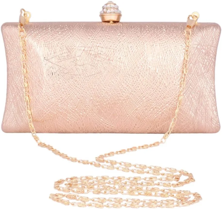 Womens Clutch Wedding Party Handbag Evening Bag With Rhinestone Snap Closure