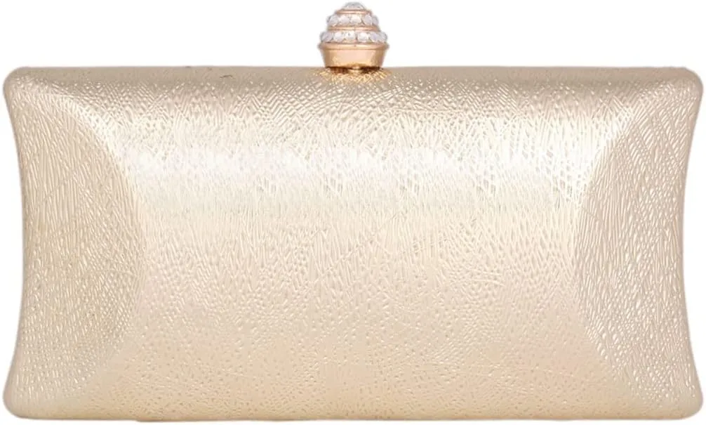 Womens Clutch Wedding Party Handbag Evening Bag With Rhinestone Snap Closure
