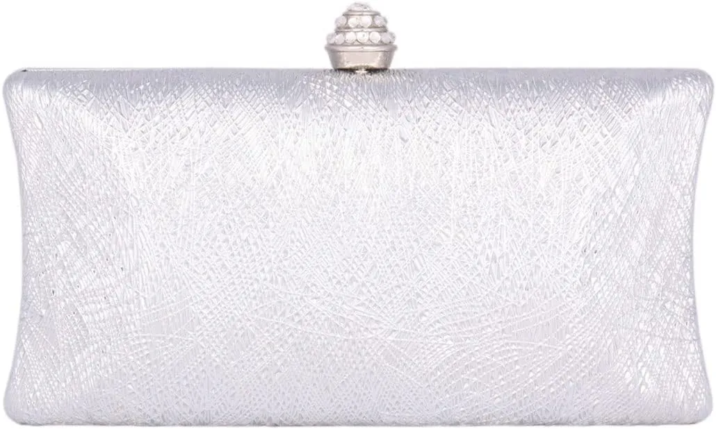 Womens Clutch Wedding Party Handbag Evening Bag With Rhinestone Snap Closure