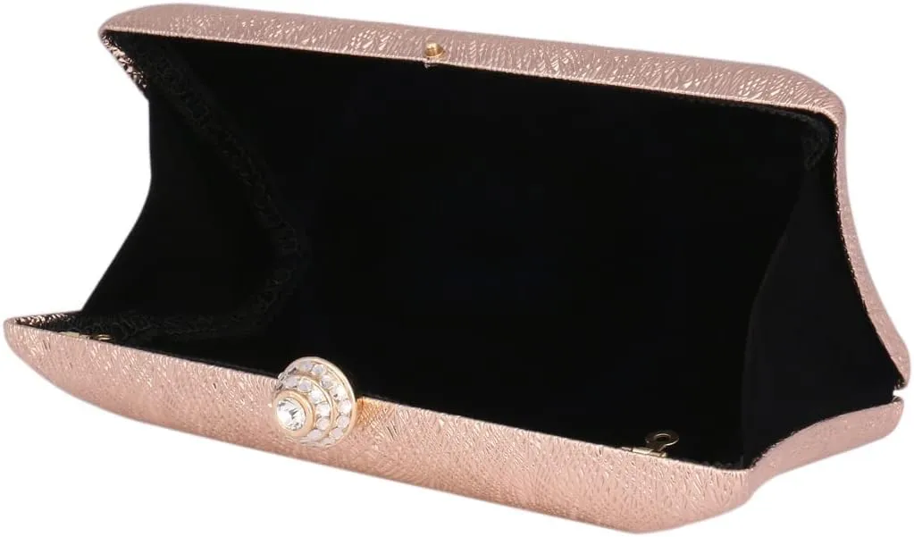 Womens Clutch Wedding Party Handbag Evening Bag With Rhinestone Snap Closure