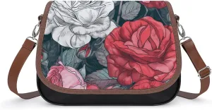 Women's Handbag Blossom Flowers Satchel Bag Leather Crossbody Bag Waterproof Messenger Bag