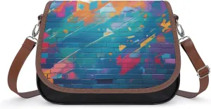 Women's Handbag Brick Wall Rainbow Colors Satchel Bag Leather Crossbody Bag Waterproof Messenger Bag