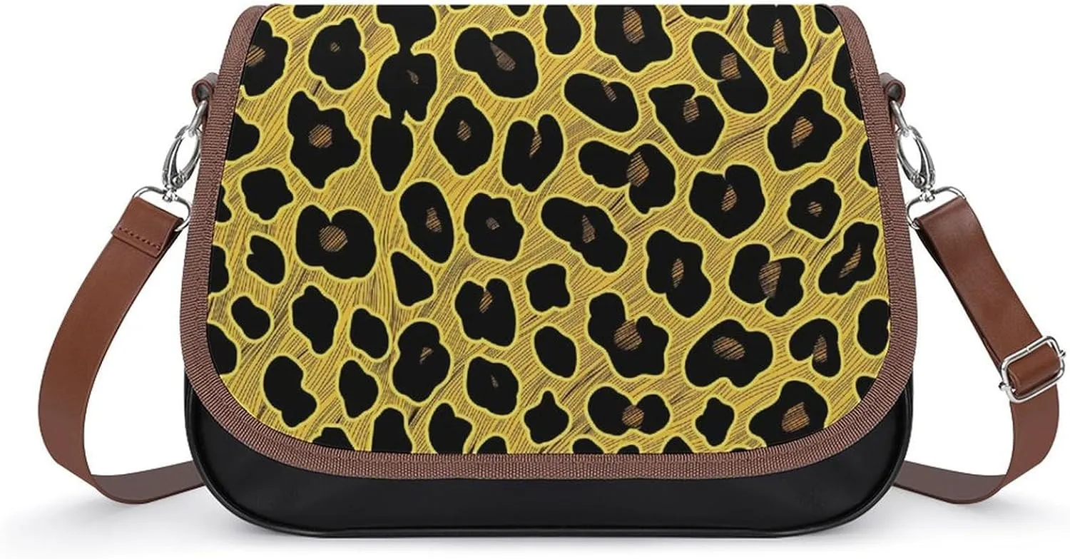 Women's Handbag Cheetah Skin Pattern Satchel Bag Leather Crossbody Bag Waterproof Messenger Bag