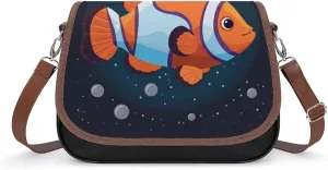 Women's Handbag Clownfish Cute Satchel Bag Leather Crossbody Bag Waterproof Messenger Bag