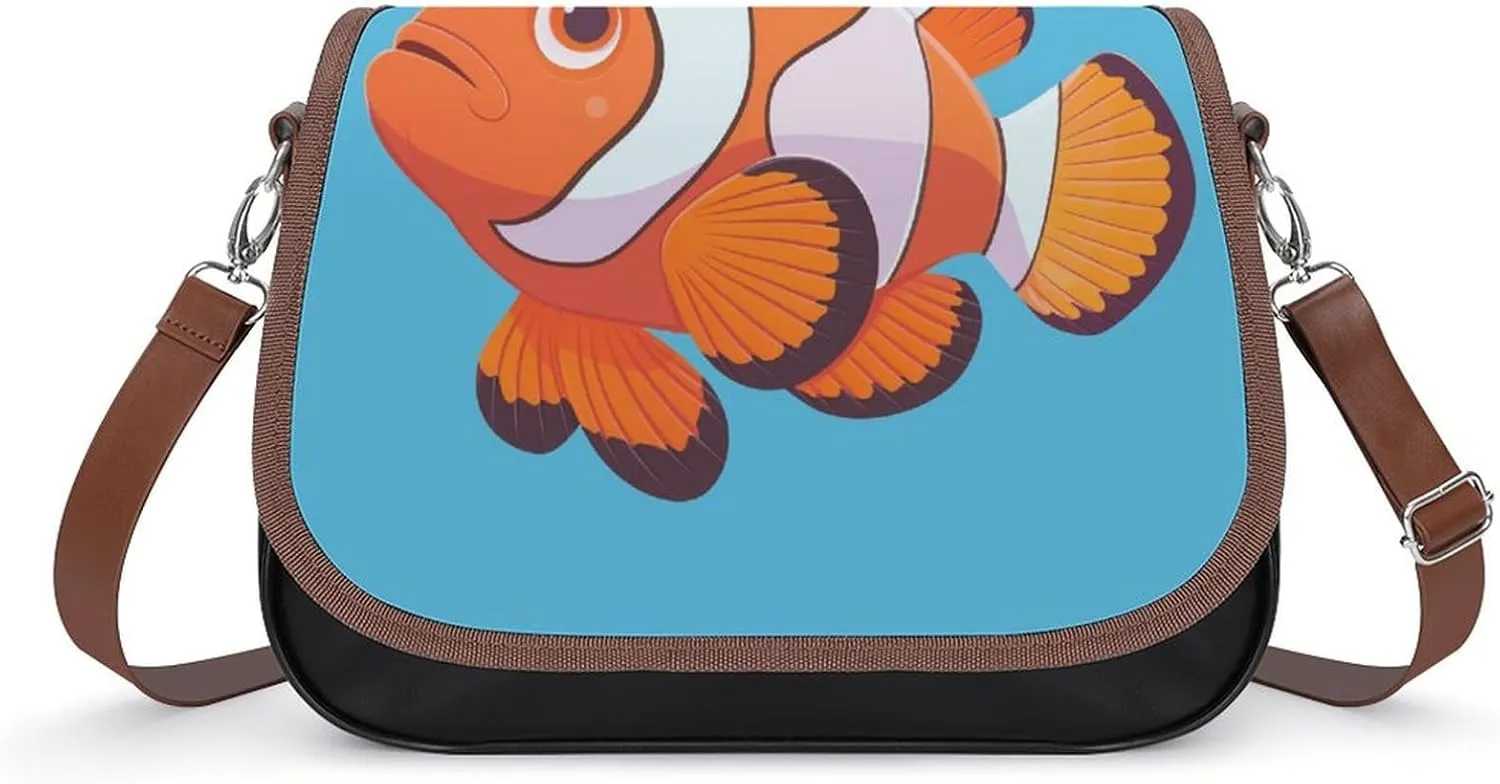 Women's Handbag Clownfish Cute Satchel Bag Leather Crossbody Bag Waterproof Messenger Bag