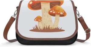 Women's Handbag Cute Mushroom Satchel Bag Leather Crossbody Bag Waterproof Messenger Bag