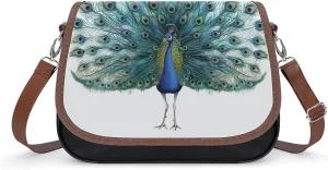 Women's Handbag Cute Peacock Satchel Bag Leather Crossbody Bag Waterproof Messenger Bag