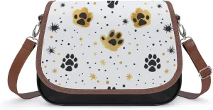 Women's Handbag Dog Paws Stars Dots Pattern Satchel Bag Leather Crossbody Bag Waterproof Messenger Bag