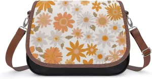 Women's Handbag Flowers Blossom Satchel Bag Leather Crossbody Bag Waterproof Messenger Bag