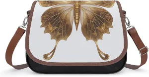Women's Handbag Golden Butterfly Satchel Bag Leather Crossbody Bag Waterproof Messenger Bag