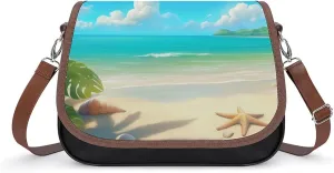 Women's Handbag Holiday Beach Landscape Satchel Bag Leather Crossbody Bag Waterproof Messenger Bag