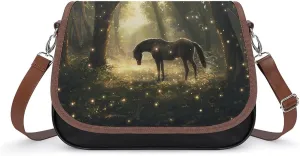 Women's Handbag Horse Scene Satchel Bag Leather Crossbody Bag Waterproof Messenger Bag