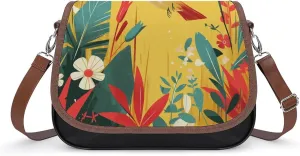 Women's Handbag Hummingbird Bird Tropical Leaves Satchel Bag Leather Crossbody Bag Waterproof Messenger Bag