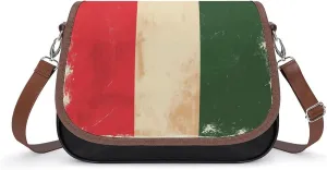 Women's Handbag Italian Flag Satchel Bag Leather Crossbody Bag Waterproof Messenger Bag