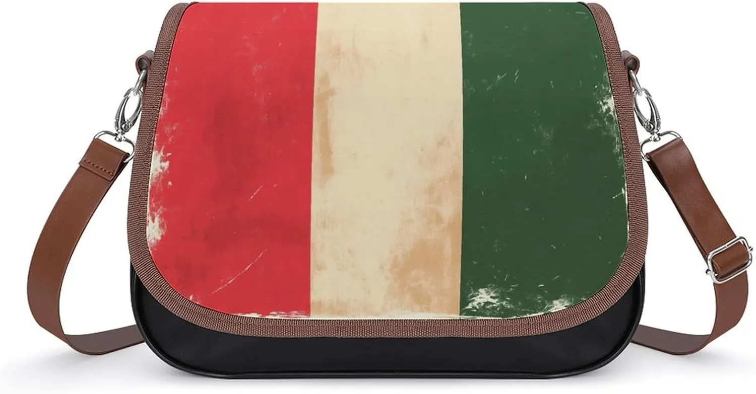 Women's Handbag Italian Flag Satchel Bag Leather Crossbody Bag Waterproof Messenger Bag