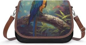 Women's Handbag Macaw Parrot Satchel Bag Leather Crossbody Bag Waterproof Messenger Bag