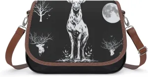 Women's Handbag Moon And Deer Satchel Bag Leather Crossbody Bag Waterproof Messenger Bag