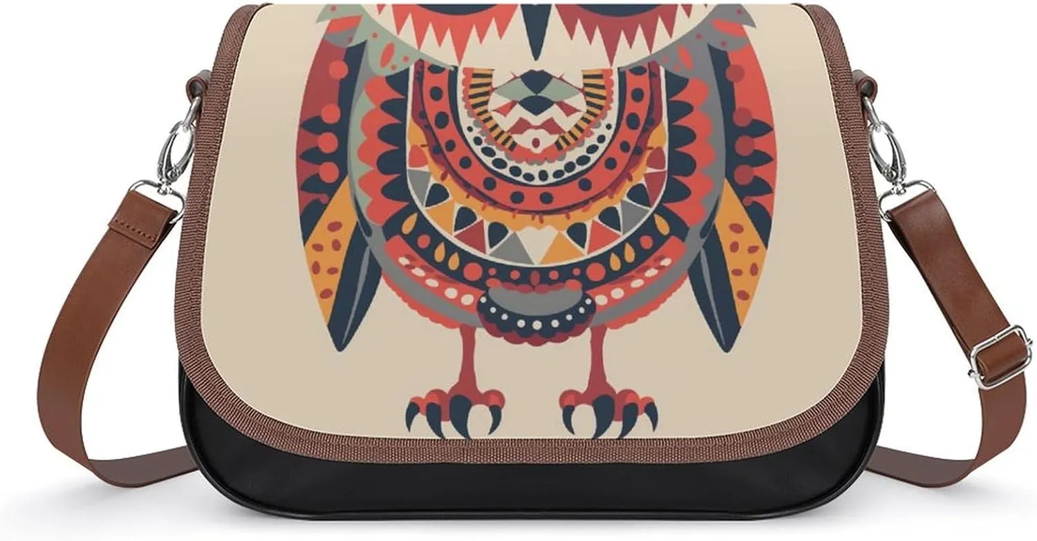 Women's Handbag Owl Ethnic Satchel Bag Leather Crossbody Bag Waterproof Messenger Bag
