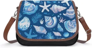 Women's Handbag Seasheels Starfish Pattern Satchel Bag Leather Crossbody Bag Waterproof Messenger Bag