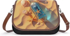 Women's Handbag Seashell And Starfish Seaside Satchel Bag Leather Crossbody Bag Waterproof Messenger Bag