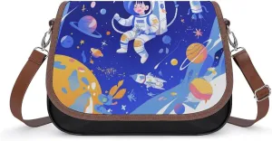 Women's Handbag Space Stars Planets Pattern Satchel Bag Leather Crossbody Bag Waterproof Messenger Bag