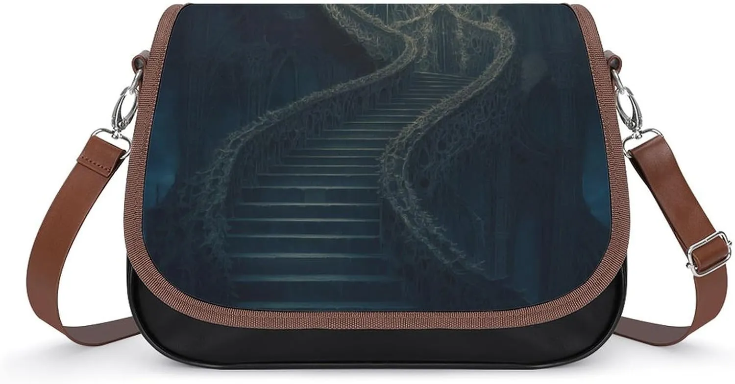 Women's Handbag Vintage Stairs Satchel Bag Leather Crossbody Bag Waterproof Messenger Bag