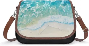 Women's Handbag Watercolor Waves Satchel Bag Leather Crossbody Bag Waterproof Messenger Bag