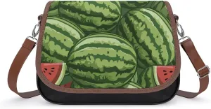 Women's Handbag Watermelon Patterns Satchel Bag Leather Crossbody Bag Waterproof Messenger Bag
