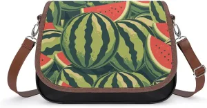 Women's Handbag Watermelons Pattern Fruit Satchel Bag Leather Crossbody Bag Waterproof Messenger Bag