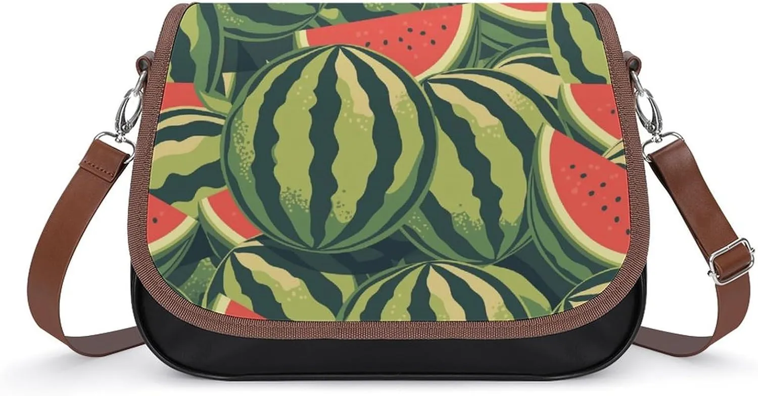 Women's Handbag Watermelons Pattern Fruit Satchel Bag Leather Crossbody Bag Waterproof Messenger Bag