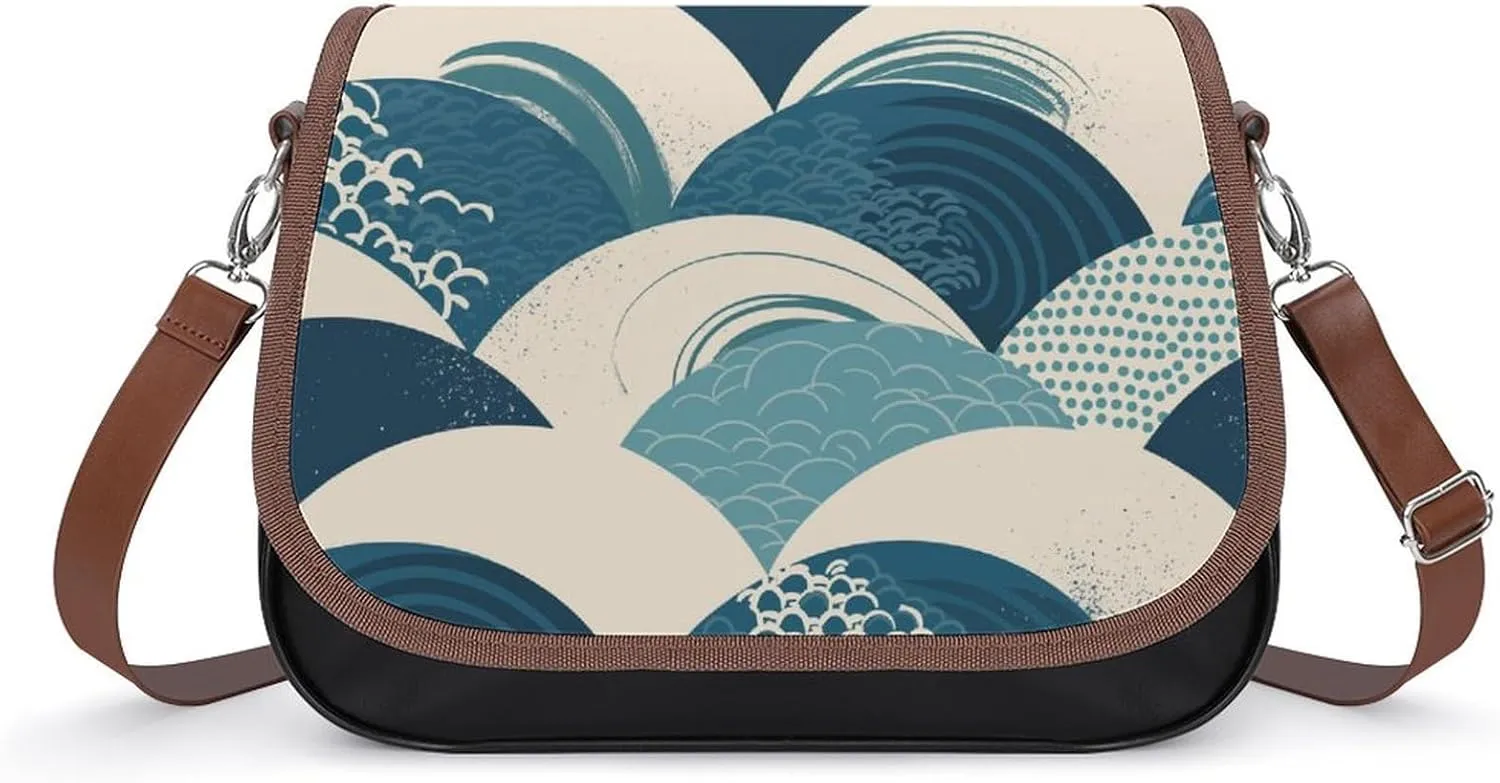 Women's Handbag Wavy Pattern Satchel Bag Leather Crossbody Bag Waterproof Messenger Bag