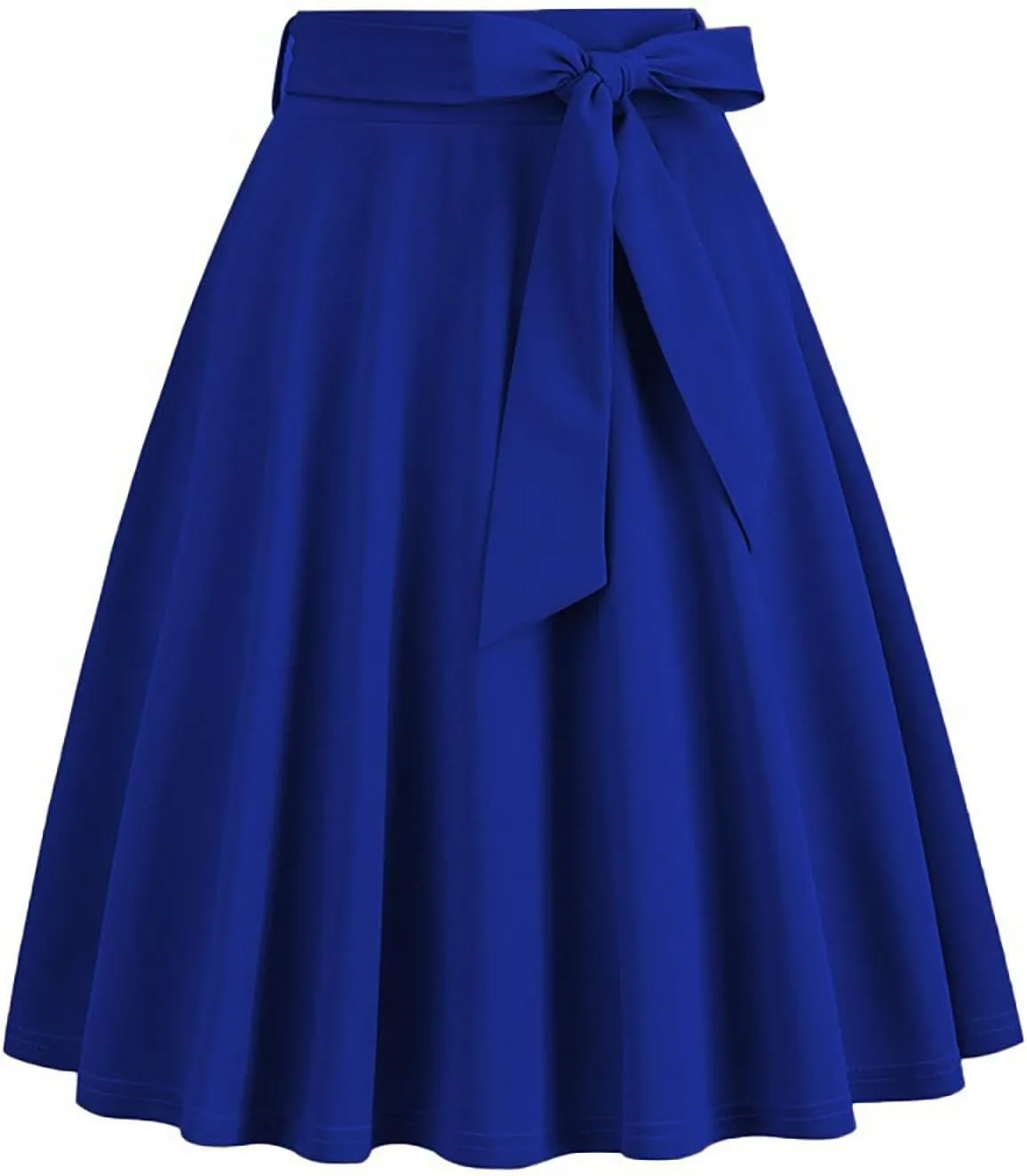 Women's High Waist A-Line Skirt Lace Up Flared Hepburn Midi Skirts Vintage Cocktail Party Swing Knee Length Skirt