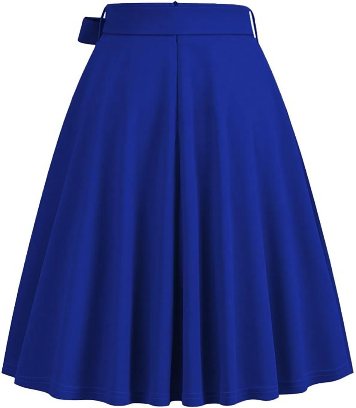 Women's High Waist A-Line Skirt Lace Up Flared Hepburn Midi Skirts Vintage Cocktail Party Swing Knee Length Skirt