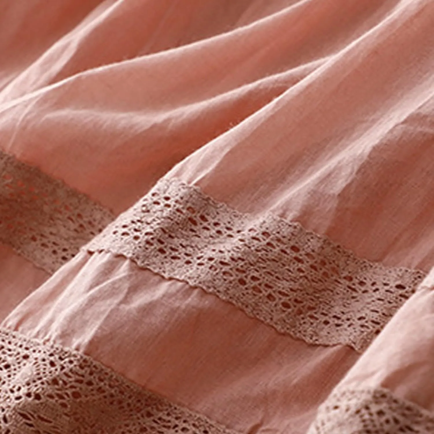 Womens Lace Cotton Linen Skirt Drawstring Elastic Waist A Line Beach Skirts Summer Bohemian Casual Flowy Maxi Skirt