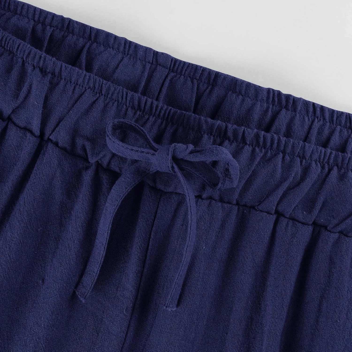 Womens Linen Capri Pants with Pockets Wide Leg Cropped Lounge Trousers Drawstring Elastic Waisted Summer Beach Pants 2025