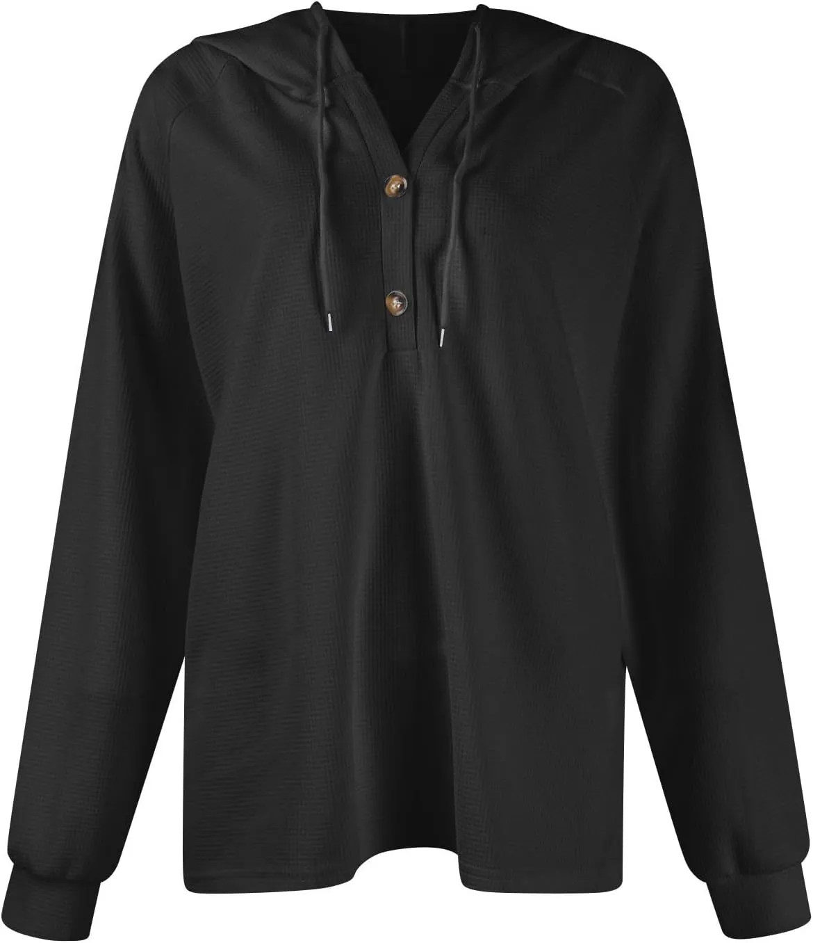Womens Long Sleeve Hoodies 2024 Drawstring Sweatshirt Loose Button Comfy V-Neck Top Dressy Daily Clothes