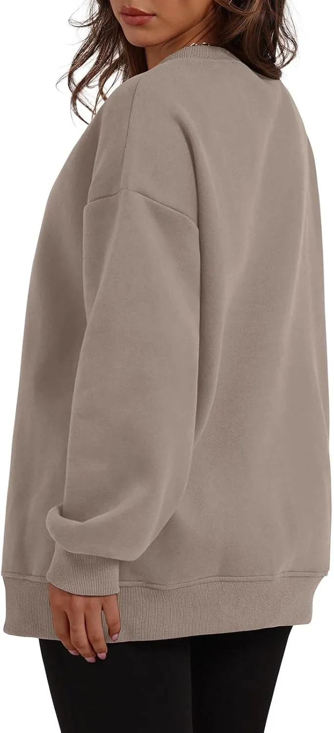 Womens Oversized Sweatshirts Side Slit Crewneck Long Sleeve Tops Loose Pullover 2024 Fall Women Extra