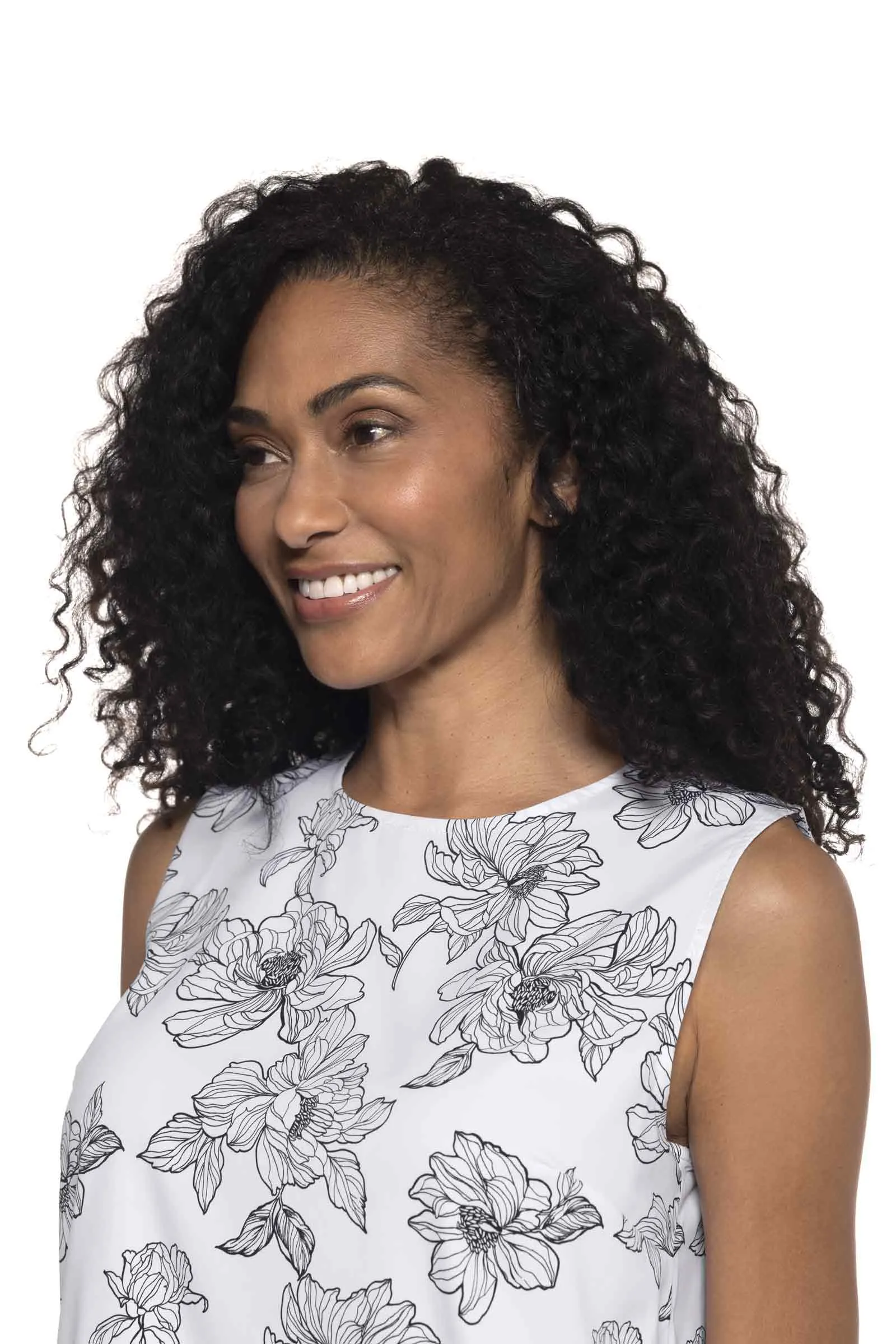 Women's St. Tropez Swing Tank Top | White/Black Perfect Peony