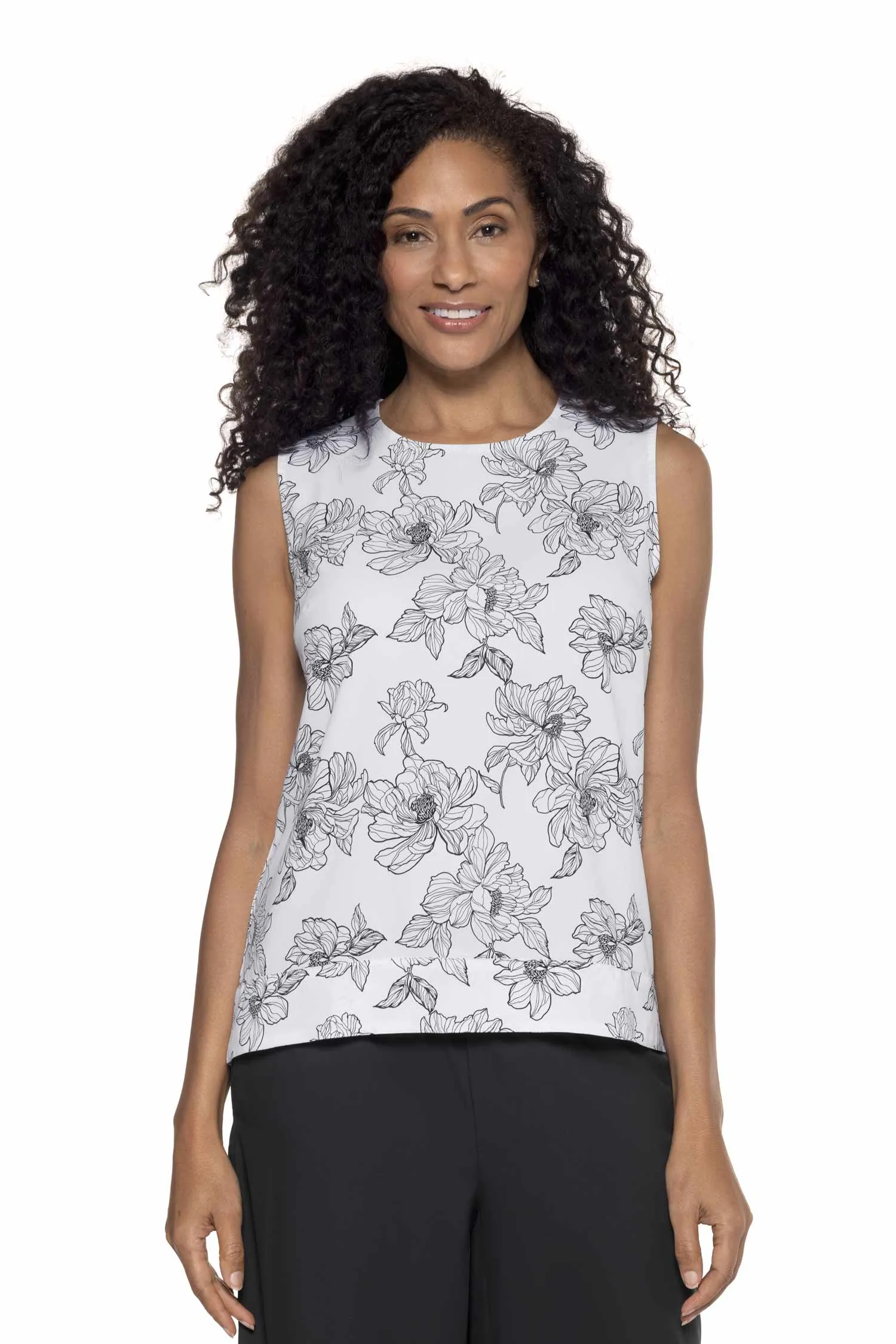 Women's St. Tropez Swing Tank Top | White/Black Perfect Peony
