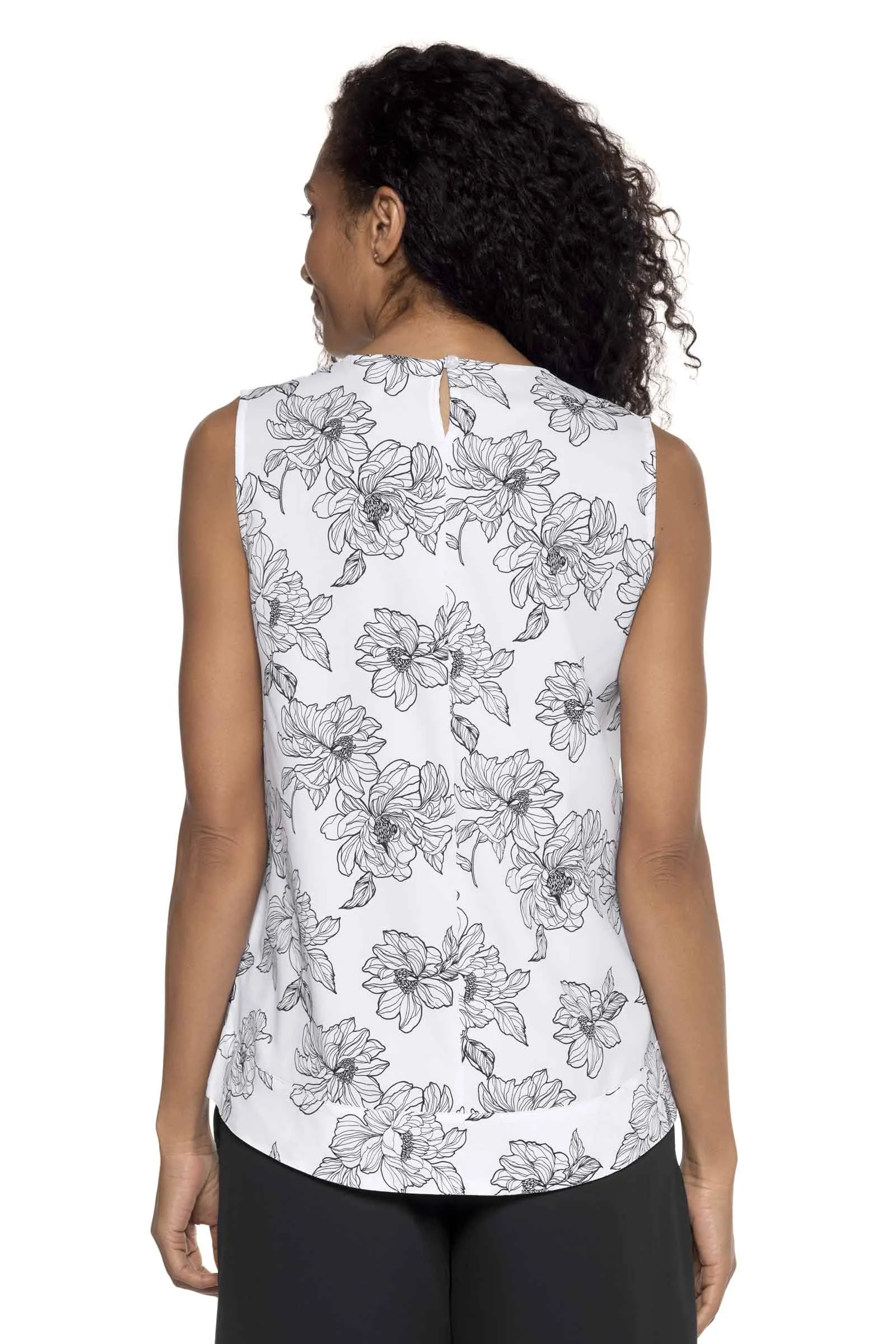 Women's St. Tropez Swing Tank Top | White/Black Perfect Peony