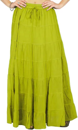 Women's Summer Cotton Skirt Ethnic Design Drawstring Waist