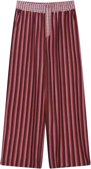 Women's Wide Leg Pants Boho Plaid Print Elastic High Waist Lounge Pants Loose Comfy Summer Beach Trousers