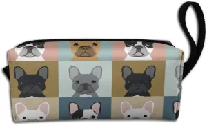 YISHOW French Bulldog Pattern Makeup Bag Adorable Travel Cosmetic Toiletry Organizer Case for Women