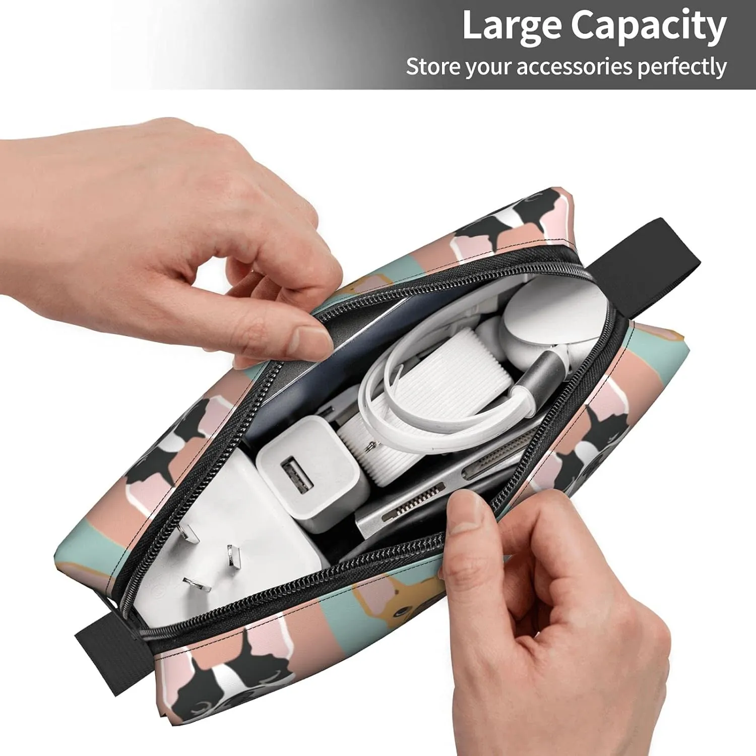 YISHOW French Bulldog Pattern Makeup Bag Adorable Travel Cosmetic Toiletry Organizer Case for Women