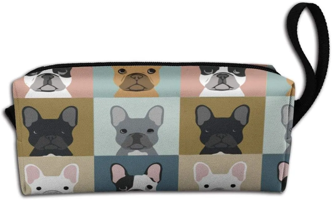YISHOW French Bulldog Pattern Makeup Bag Adorable Travel Cosmetic Toiletry Organizer Case for Women