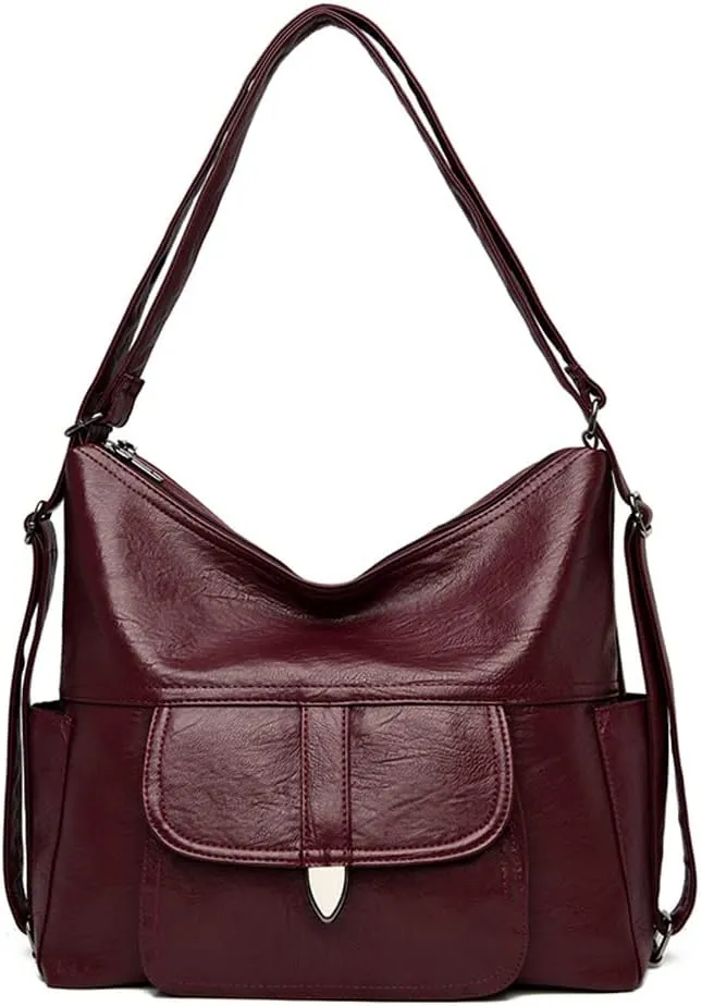 Yohora Tote Handbag for Women Leather Hobo Shoulder Purse Large Capacity Backpack Multi Pockets Shoulders Bag
