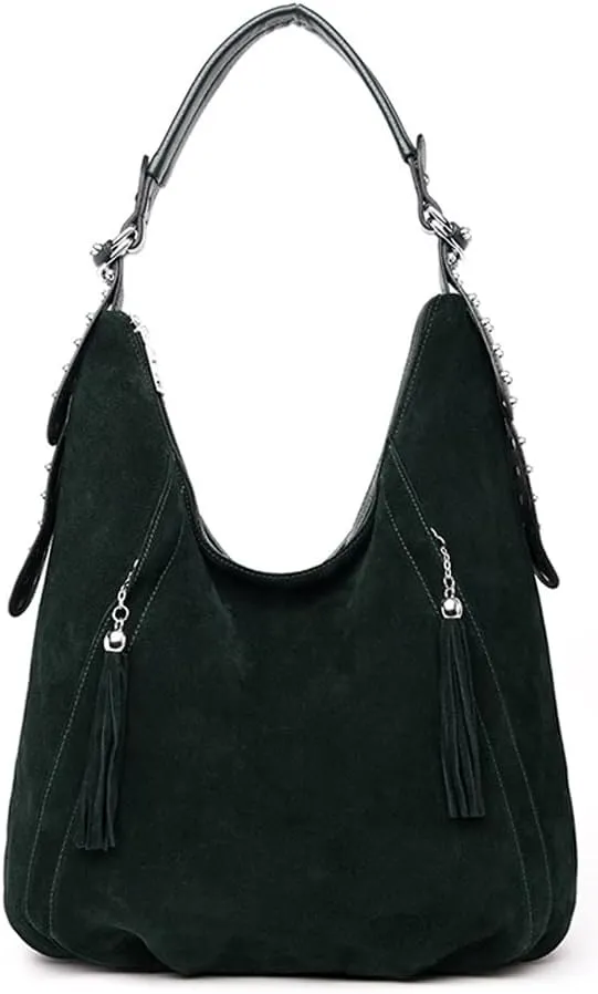 Yohora Womens Tote Bag Roomy Shoulder Purse Genuine Leather Hobo Handbag Work Travel Top Handle Bag with Tassel