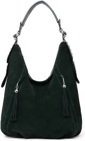 Yohora Womens Tote Bag Roomy Shoulder Purse Genuine Leather Hobo Handbag Work Travel Top Handle Bag with Tassel